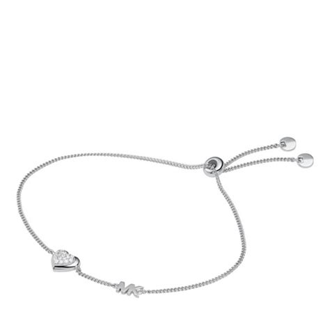 silver michael kors bracelet|Sterling Silver Pavé Heart Slider Bracelet .